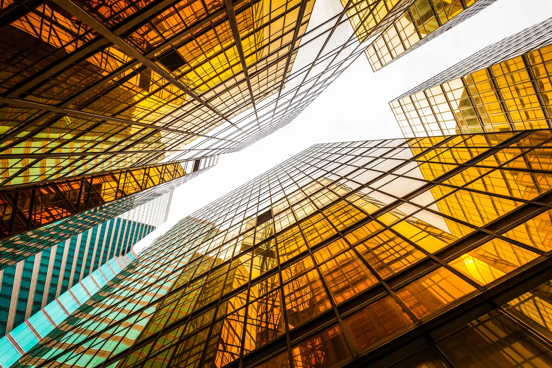 Glass towers, looking up
